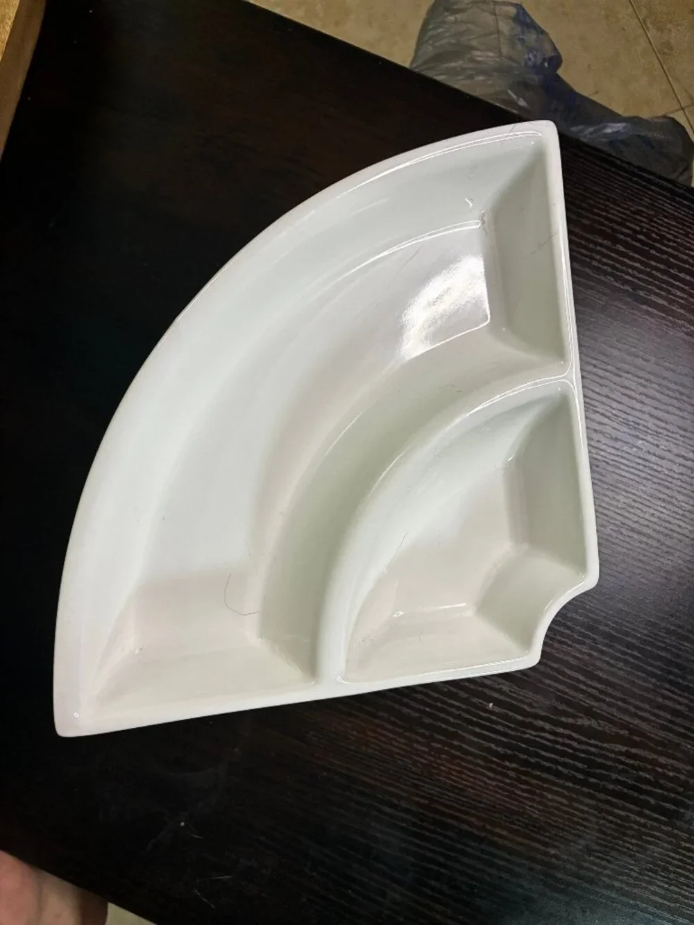 Certified International 4-Piece White Ceramic Round Sectional Serving Tray